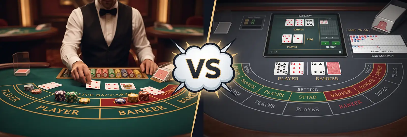 Comparing live dealer and online baccarat tables