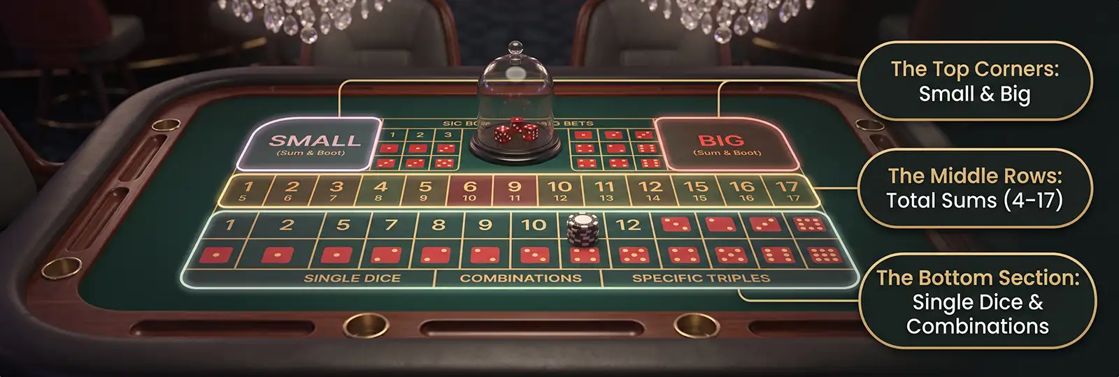 Sic Bo table betting layout interface