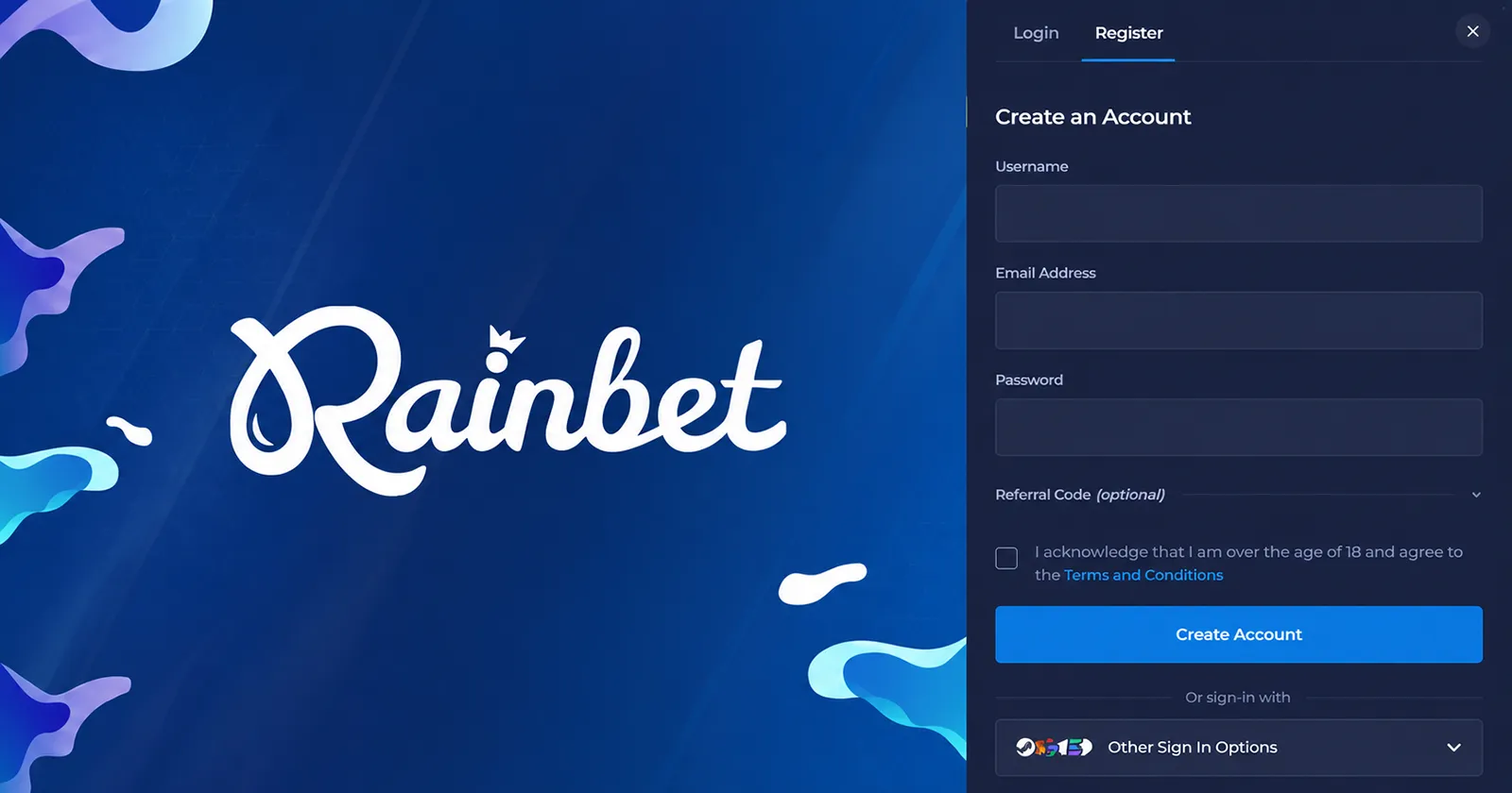 Anmeldeverfahren bei Rainbet Casino