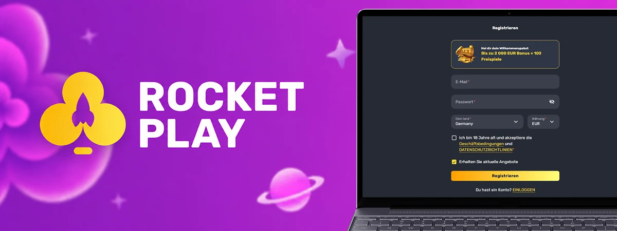 Registrierung bei RocketPlay Casino auf dem Desktop