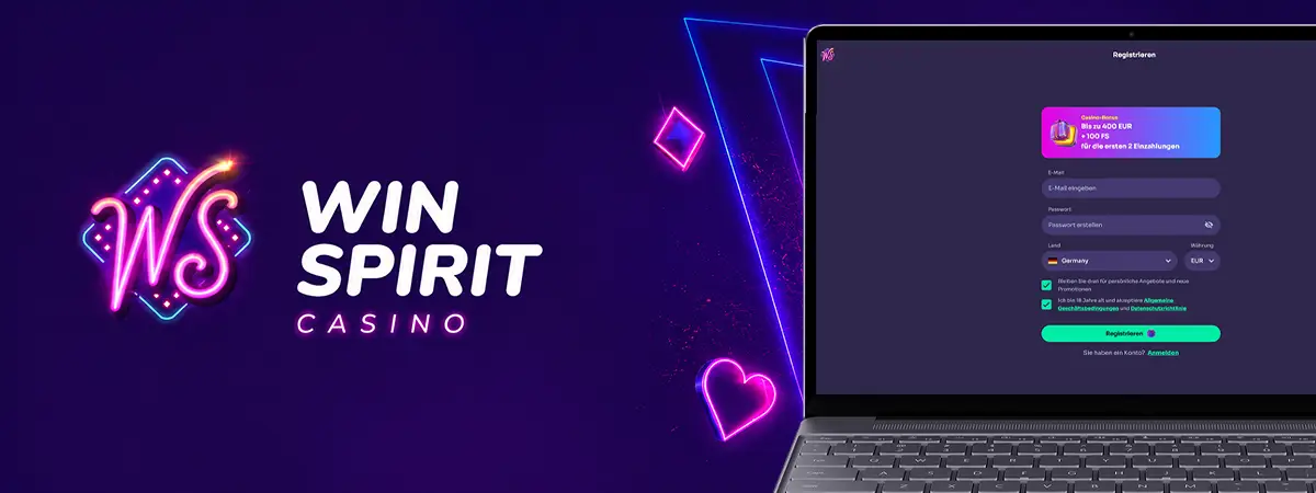 Registrierung bei Winspirit Casino auf dem Desktop