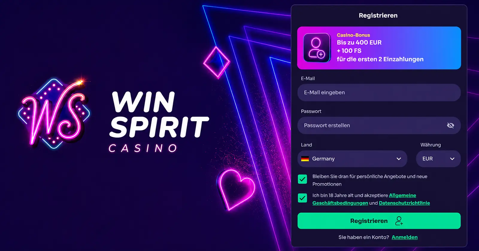 WinSpirit Casino Registration