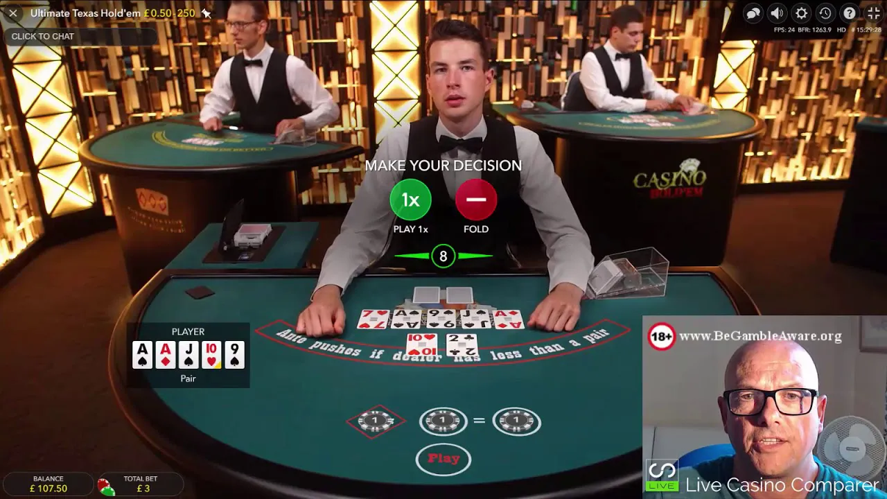Ultimate Texas Hold’em Video Review Player