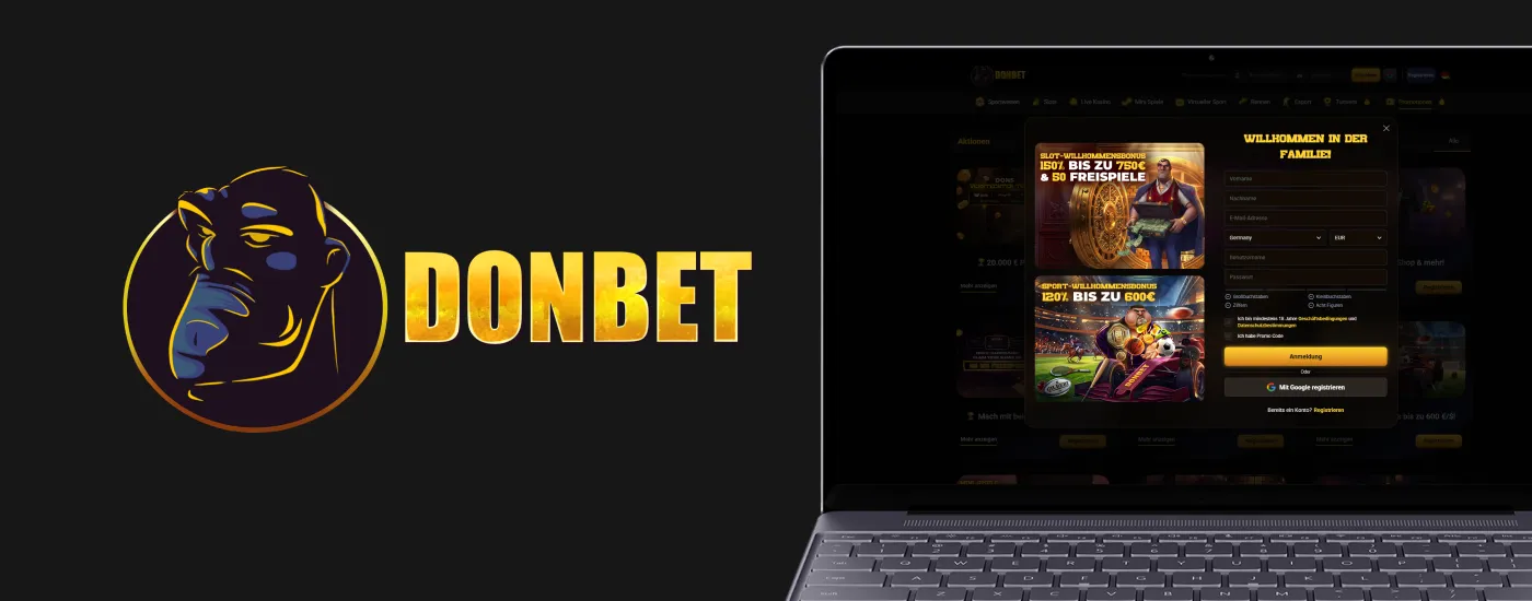 Registrierung bei Donbet Casino auf dem Desktop