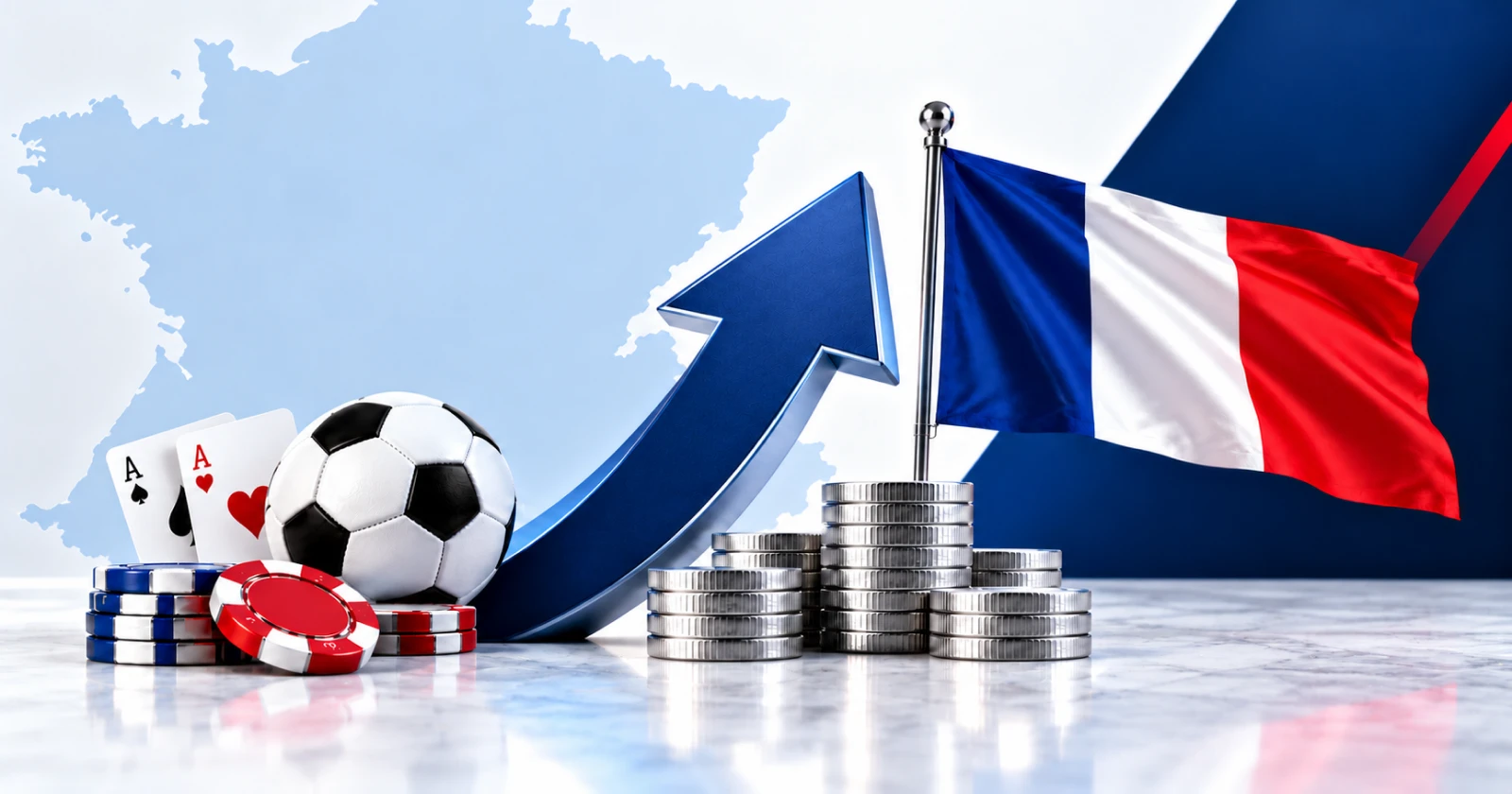 French Gambling Growth with Blue Arrow