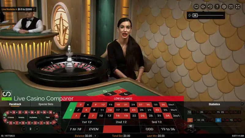 Tavolo di roulette live con croupier reale
