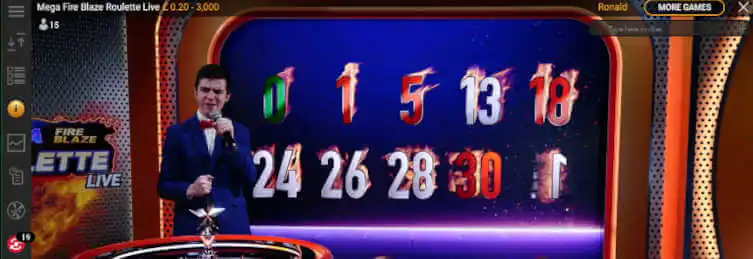 Mega Fire Blaze Roulette Live