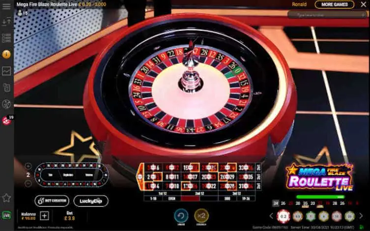 Mega Fire Blaze Roulette Live