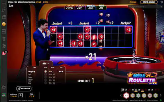 Mega Fire Blaze Roulette Live