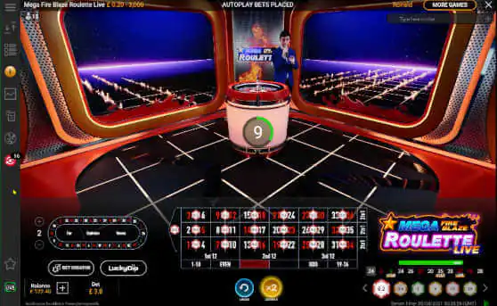 Mega Fire Blaze Roulette Live