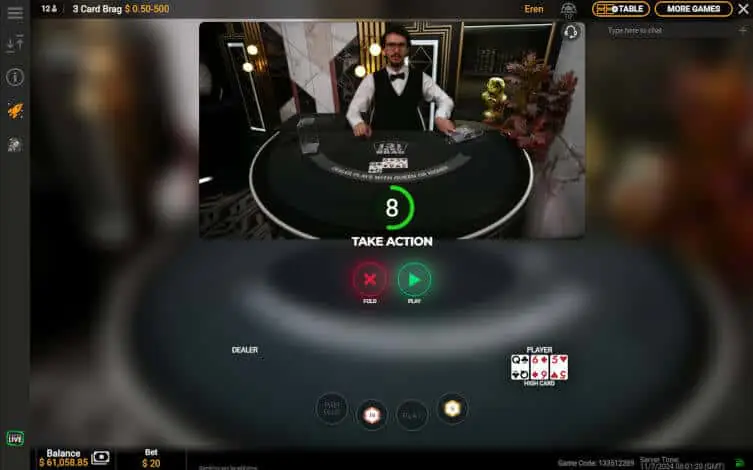 3 card brag mixed mode view